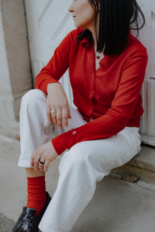 KARDIGAN GIVE A HUG, LADYBUG RED